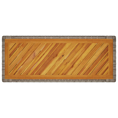Puutarhan sivupöytä puulevyllä harmaa 100x40x75 cm polyrottinki