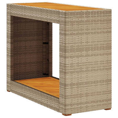Puutarhan sivupöytä puulevyllä beige 100x40x75 cm polyrottinki