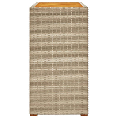 Puutarhan sivupöytä puulevyllä beige 100x40x75 cm polyrottinki