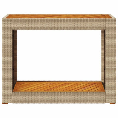 Puutarhan sivupöytä puulevyllä beige 100x40x75 cm polyrottinki