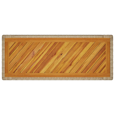 Puutarhan sivupöytä puulevyllä beige 100x40x75 cm polyrottinki