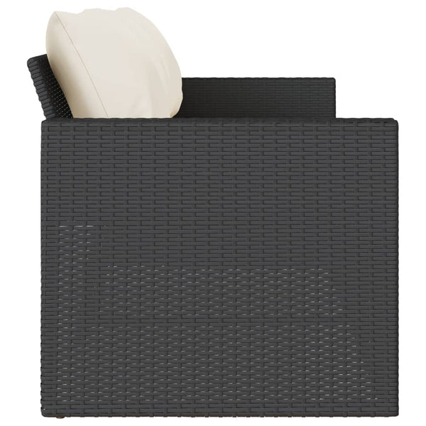 Musta puutarhasohva Iulia (3-istuttava tyynyillä polyrottinki)