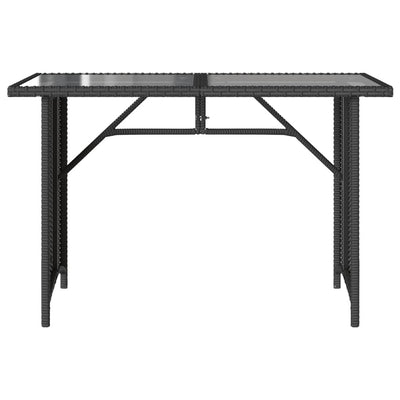 Puutarhapöytä lasipöytälevy musta 110x68x70 cm polyrottinki
