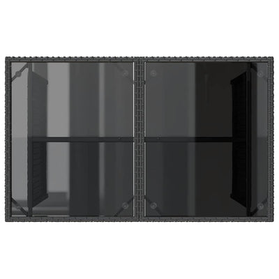 Musta puutarhapöytä lasipöytälevy Glenwood 110x68x70cm (polyrottinki)