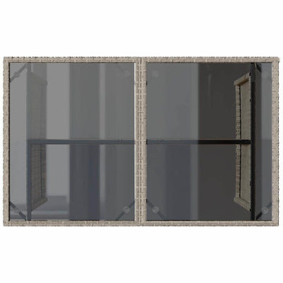 Harmaa puutarhapöytä lasipöytälevy Glenwood 110x68x70cm (polyrottinki)