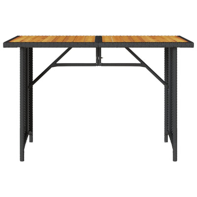 Puutarhapöytä puulevyllä musta 110x68x70 cm polyrottinki