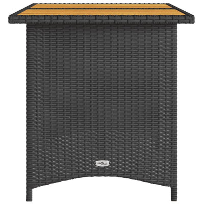 Puutarhapöytä puulevyllä musta 110x68x70 cm polyrottinki