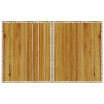 Puutarhapöytä puupöytälevyllä beige 110x68x70 cm polyrottinki