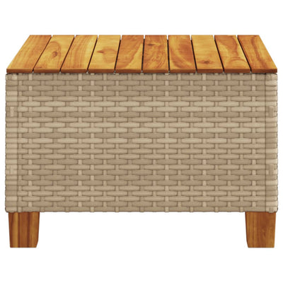 puutarhapöytä beige 55x55x36 cm polyrottinki akaasiapuu