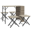 Vaaleanharmaa puutarharuokailusarja Vitalii (5-osainen, taitettava)