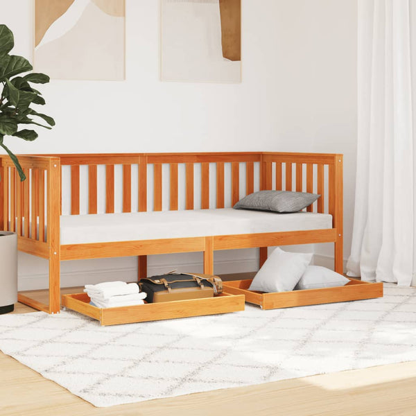 Vahanruskea päivävuoteen vetolaatikot Nelusca (2 kpl mänty)