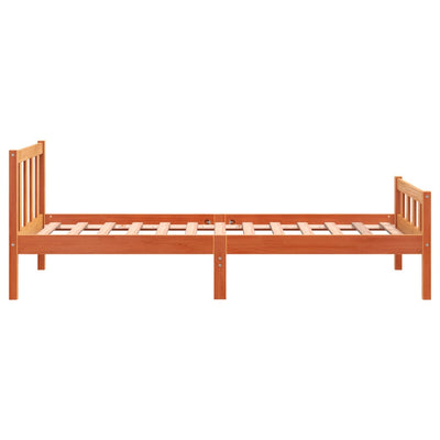 Sängynrunko päädyllä vaharuskea 75x190 cm täysi mänty
