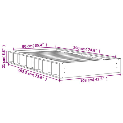 Vahanruskea sängynrunko Sabia 90x190cm (mänty)