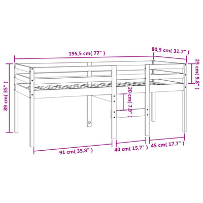 Vahanruskea korotettu sänky Xenie 75x190cm (mänty)