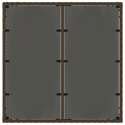 Ruskea puutarhapöytä Teodosea 90x90x75cm (lasilevyllä polyrottinki)