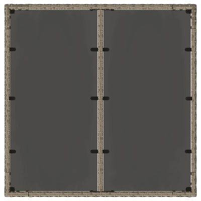 Puutarhapöytä lasilevyllä harmaa 90x90x75 cm polyrottinki