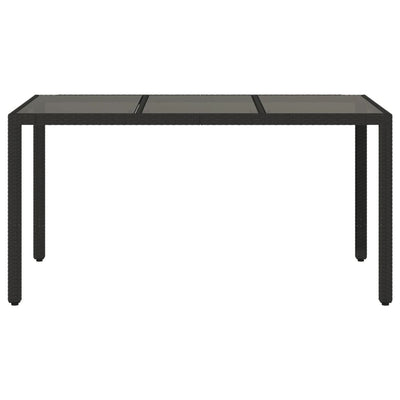 Puutarhapöytä lasipöytälevy musta 150x90x75 cm polyrottinki