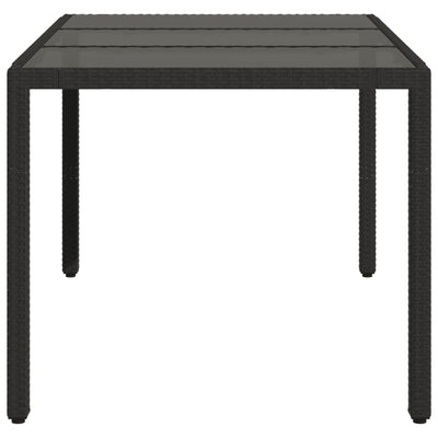 Puutarhapöytä lasipöytälevy musta 150x90x75 cm polyrottinki