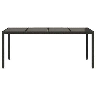 Puutarhapöytä lasipöytälevy musta 190x90x75 cm polyrottinki