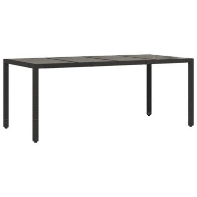 Puutarhapöytä lasipöytälevy musta 190x90x75 cm polyrottinki