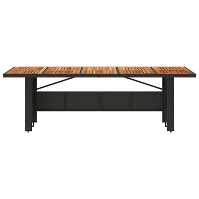 Puutarhapöytä akaasia pöytälevy musta 240x90x75 cm polyrottinki