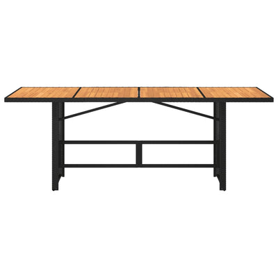 Puutarhapöytä akaasia pöytälevy musta 190x80x75 cm polyrottinki