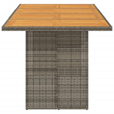 Puutarhapöytä akasia pöytälevy harmaa 190x80x75 cm polyrottinki