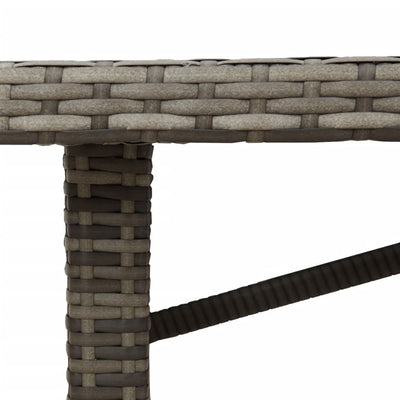 Puutarhapöytä akasia pöytälevy harmaa 190x80x75 cm polyrottinki