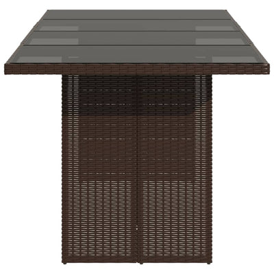 Puutarhapöytä lasipöytälevy ruskea 190x80x75 cm polyrottinki