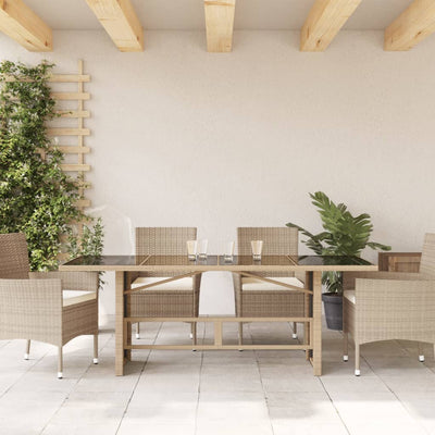 Puutarhapöytä lasipöytälevy beige 190x80x75 cm polyrottinki