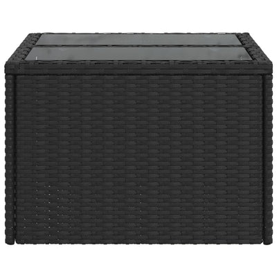 Musta puutarhapöytä Tarabega 55x55x37cm (lasipöytälevyllä polyrottinki)