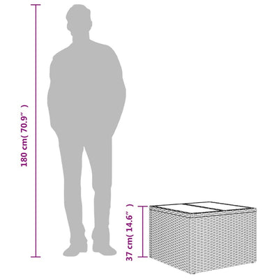 Musta puutarhapöytä Tarabega 55x55x37cm (lasipöytälevyllä polyrottinki)