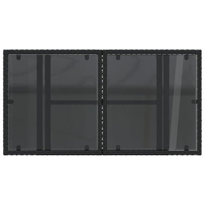Puutarhapöytä lasipöytälevy musta 100x55x73 cm polyrottinki