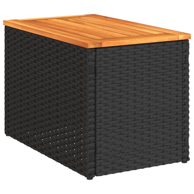 Puutarhan sivupöydät 2 kpl musta 55x34x37 cm polyrottinki puu