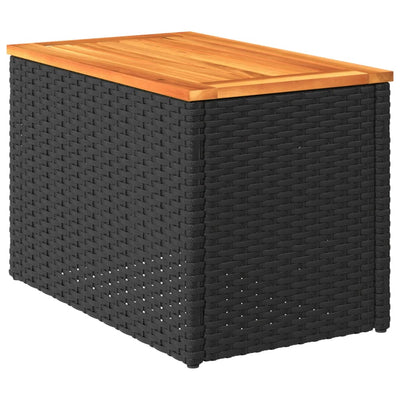 Puutarhan sivupöydät 2 kpl musta 55x34x37 cm polyrottinki puu