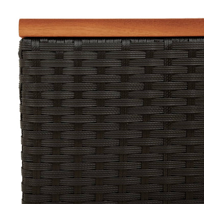 Puutarhan sivupöydät 2 kpl musta 55x34x37 cm polyrottinki puu