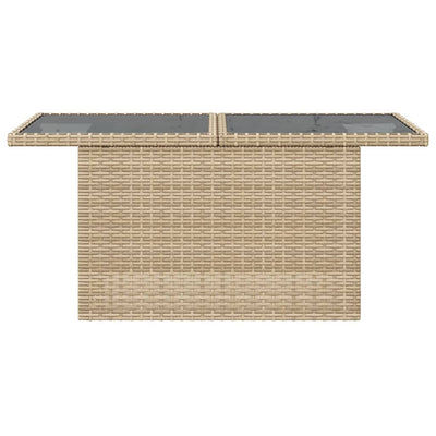 Puutarhapöytä lasipöytälevy beige 100x55x73 cm polyrottinki
