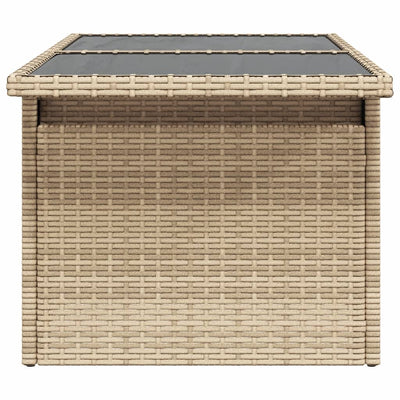 Puutarhapöytä lasipöytälevy beige 100x55x73 cm polyrottinki