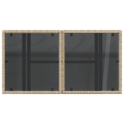 Beige puutarhapöytä Dorus 100x55x73cm (lasipöytälevy polyrottinki)