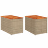 Beige puutarhan sivupöydät Azimussan 55x34x37cm (2 kpl polyrottinki puu)