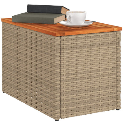 Puutarhan sivupöydät 2 kpl beige 55x34x37 cm polyrottinki puu