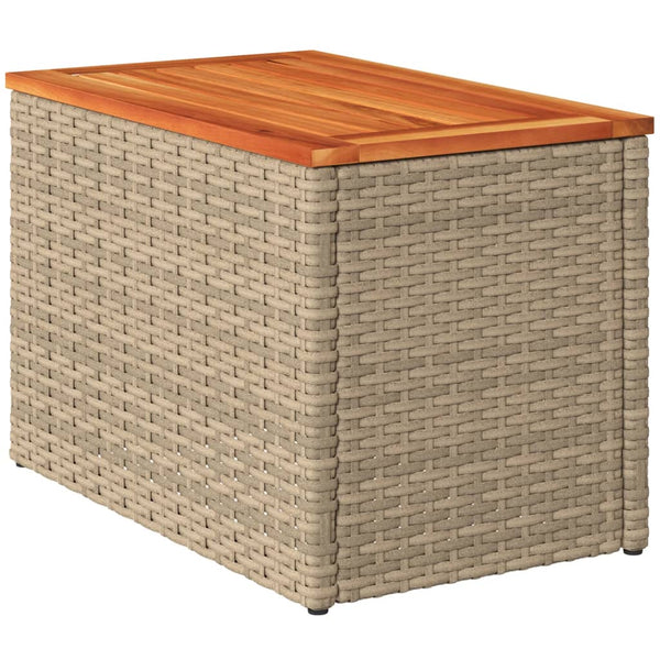 Beige puutarhan sivupöydät Azimussan 55x34x37cm (2 kpl polyrottinki puu)