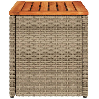 Puutarhan sivupöydät 2 kpl beige 55x34x37 cm polyrottinki puu