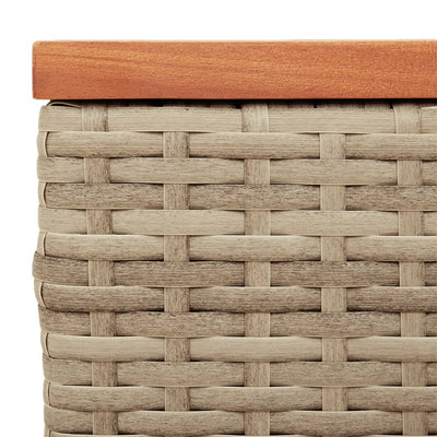 Puutarhan sivupöydät 2 kpl beige 55x34x37 cm polyrottinki puu