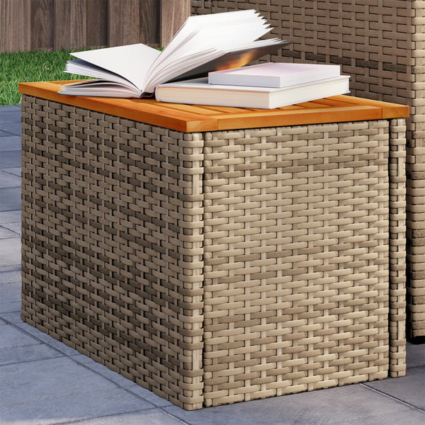 Beige puutarhan sivupöydät Azimussan 55x34x37cm (2 kpl polyrottinki puu)
