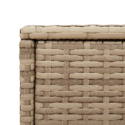 Puutarhan sivupöytä lasilevyllä beige 58x27,5x55 cm PE-rottinki