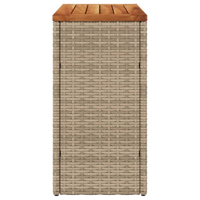 Puutarhan sivupöytä puulevyllä beige 58x27,5x55 cm polyrottinki
