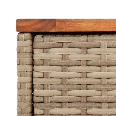Puutarhan sivupöytä puulevyllä beige 58x27,5x55 cm polyrottinki