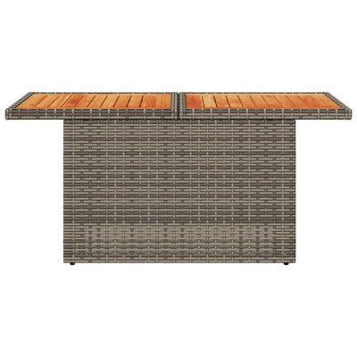 Puutarhapöytä harmaa 100x55x73 cm polyrottinki ja akasiapuu