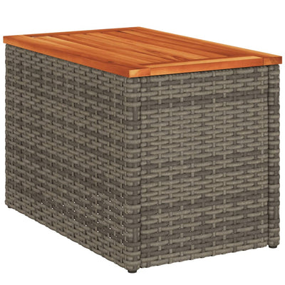 Puutarhan sivupöydät 2 kpl harmaa 55x34x37 cm polyrottinki puu